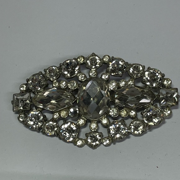 Silver Art Deco Rhinestone Brooch - Picture 1 of 1